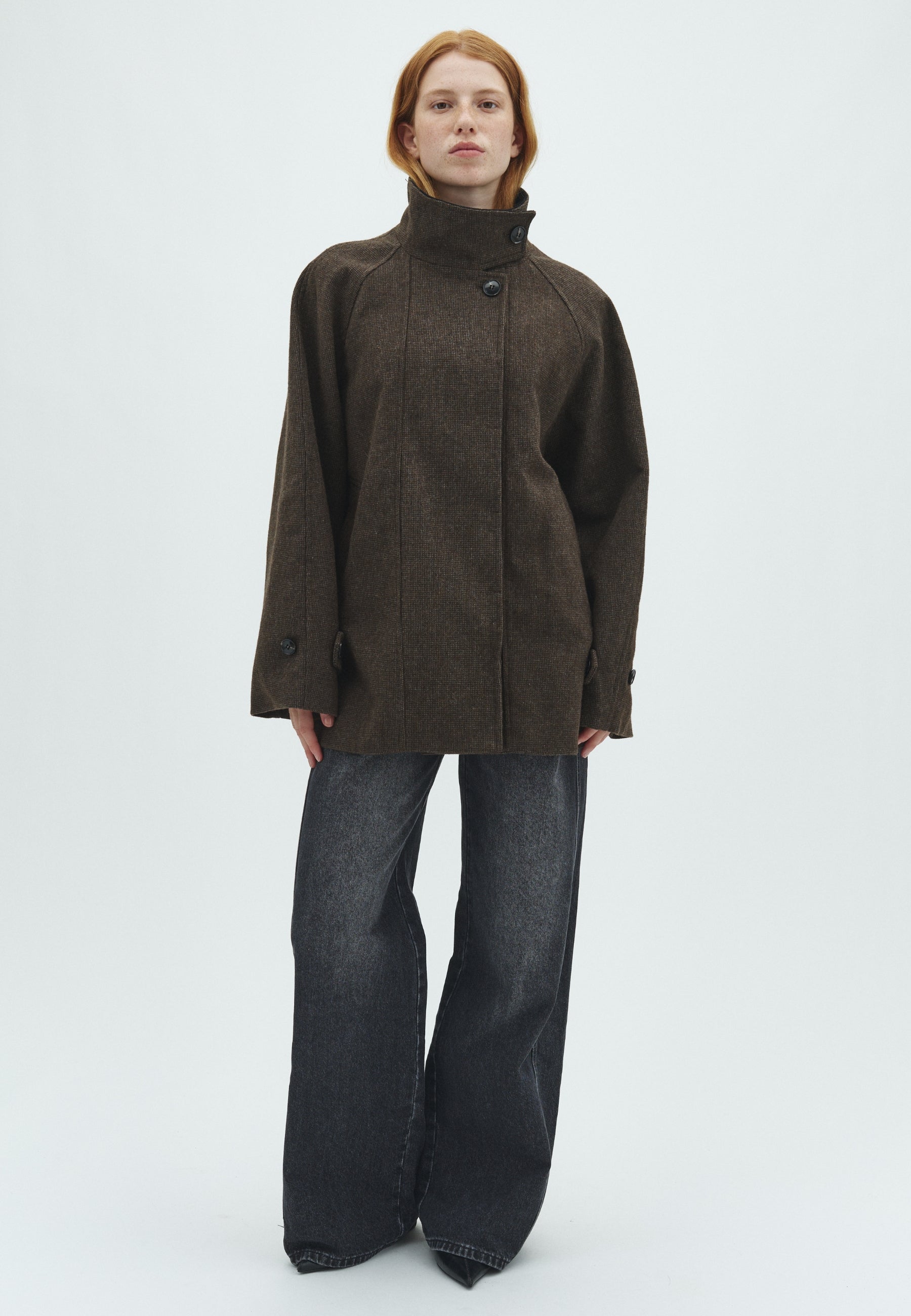 170037 Lariel Mini Check Jacket_Brown_Model_0