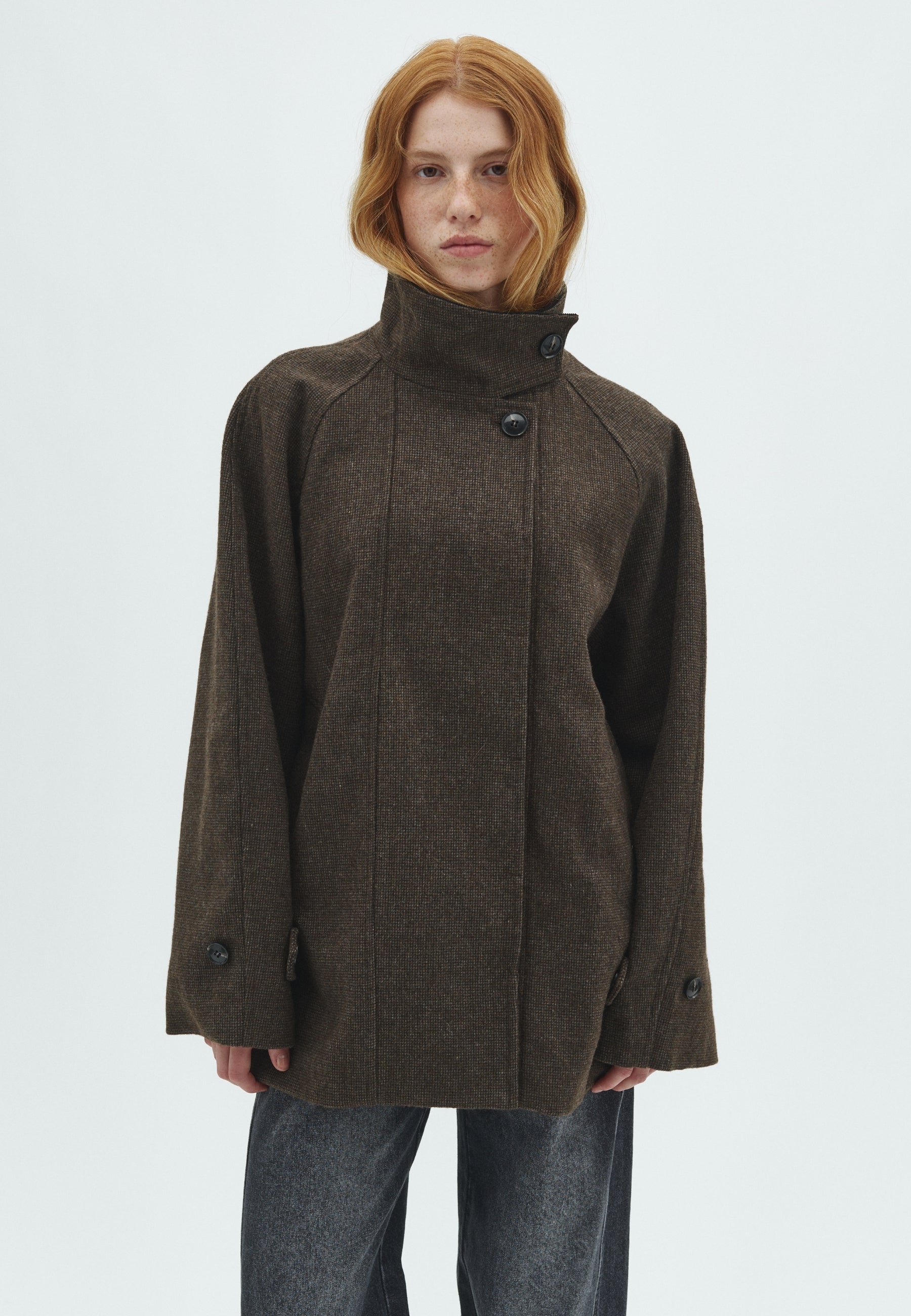 170037 Lariel Mini Check Jacket_Brown_Model_1