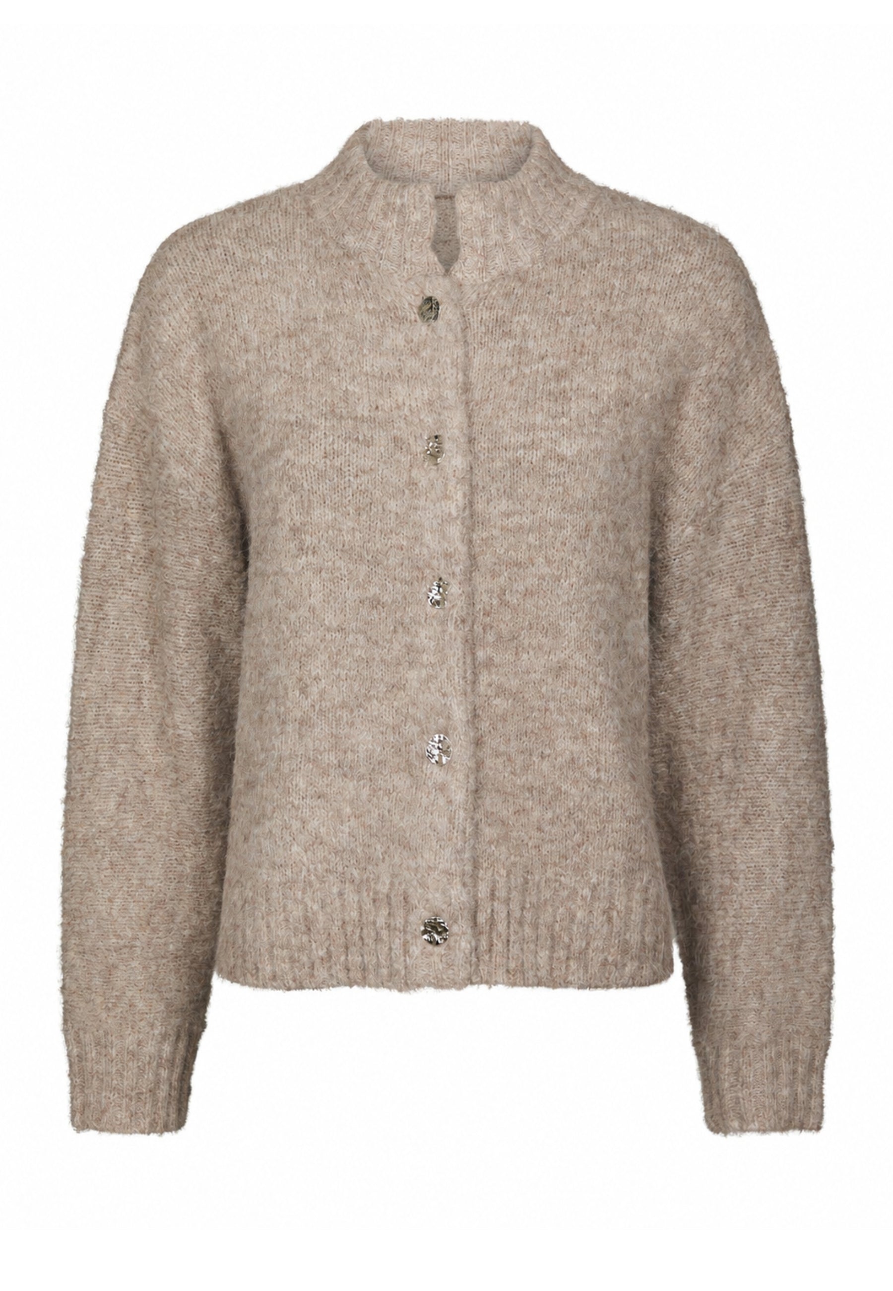 170031 Laura Fluffy Knit Cardigan_Beige Melange_Packshot_0