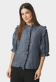 169737 Chacha Chambray Stripe Blouse_Dark Blue_Model_0