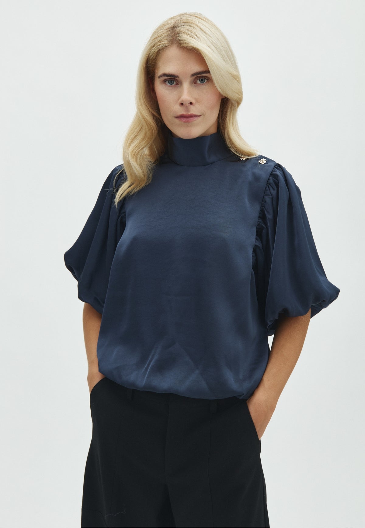 171157 Warisa Heavy Sateen Blouse_Midnight Blue_Model_0