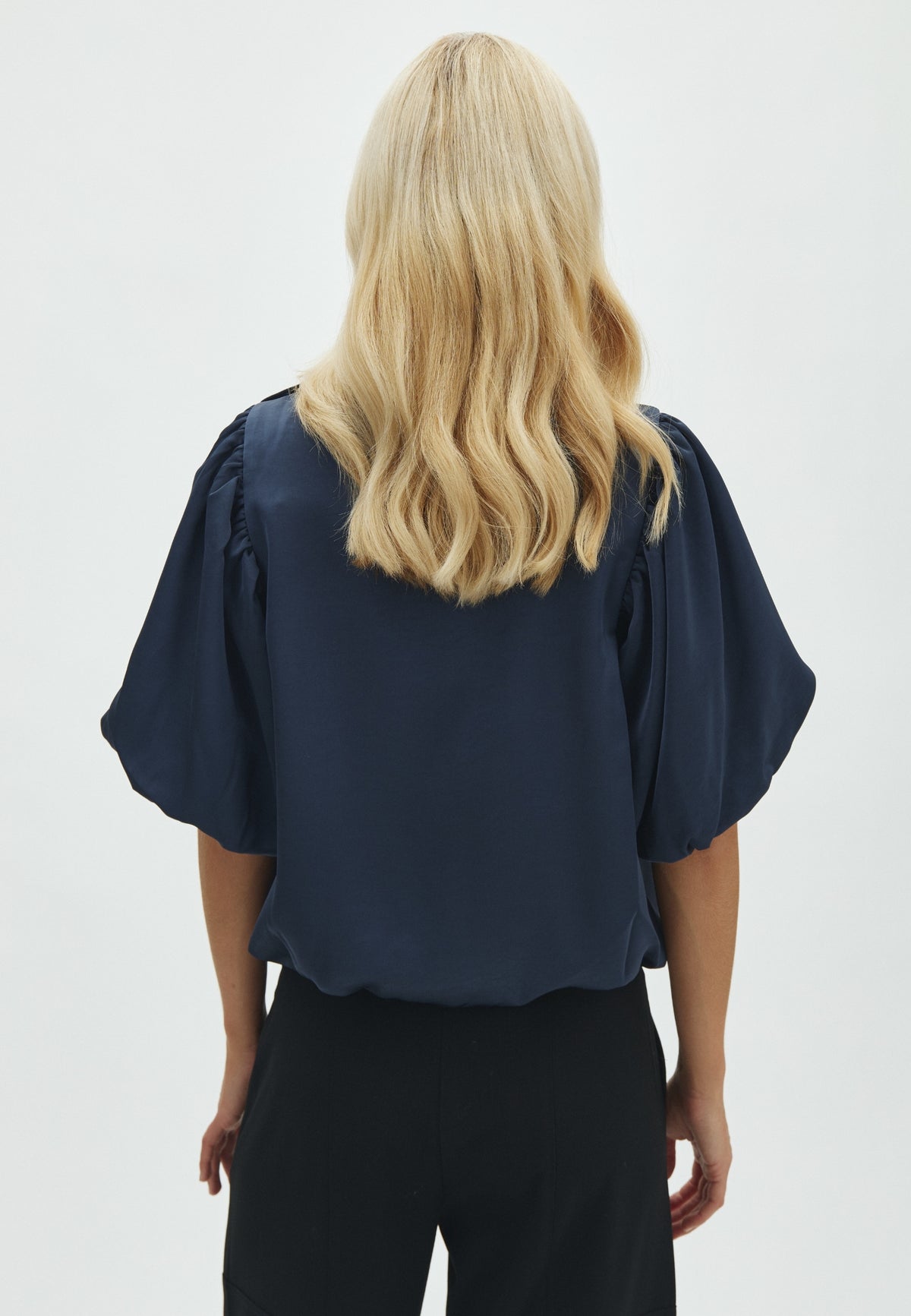171157 Warisa Heavy Sateen Blouse_Midnight Blue_Model_2