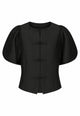 171642 Panela Mandarin Dull Satin Blouse_Black_Packshot_0