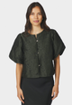 166369 Aisa Brocade Blouse_Dark Green_Model_0