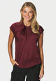 160990 Fleur Drapy Satin Blouse_Burgundy_Model_0