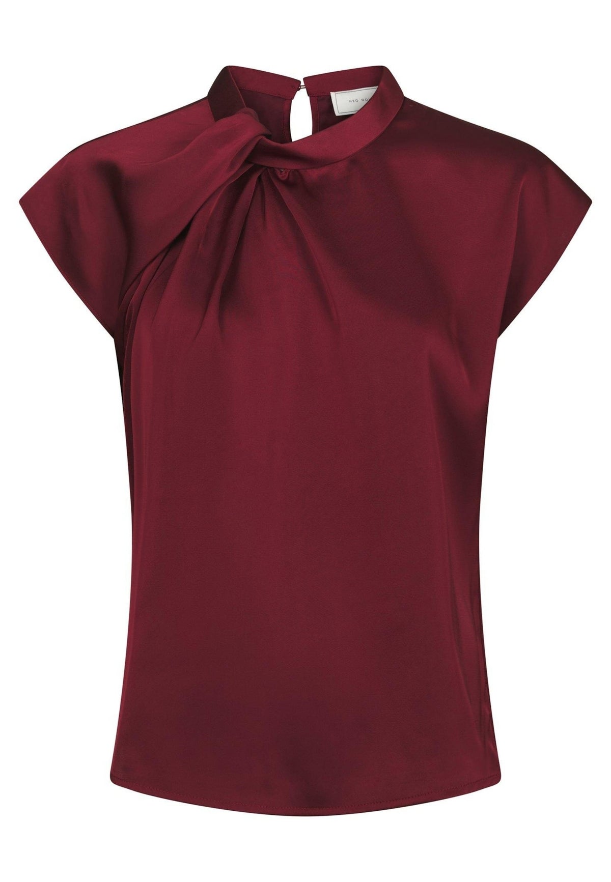 160990 Fleur Drapy Satin Blouse_Burgundy_Packshot_0