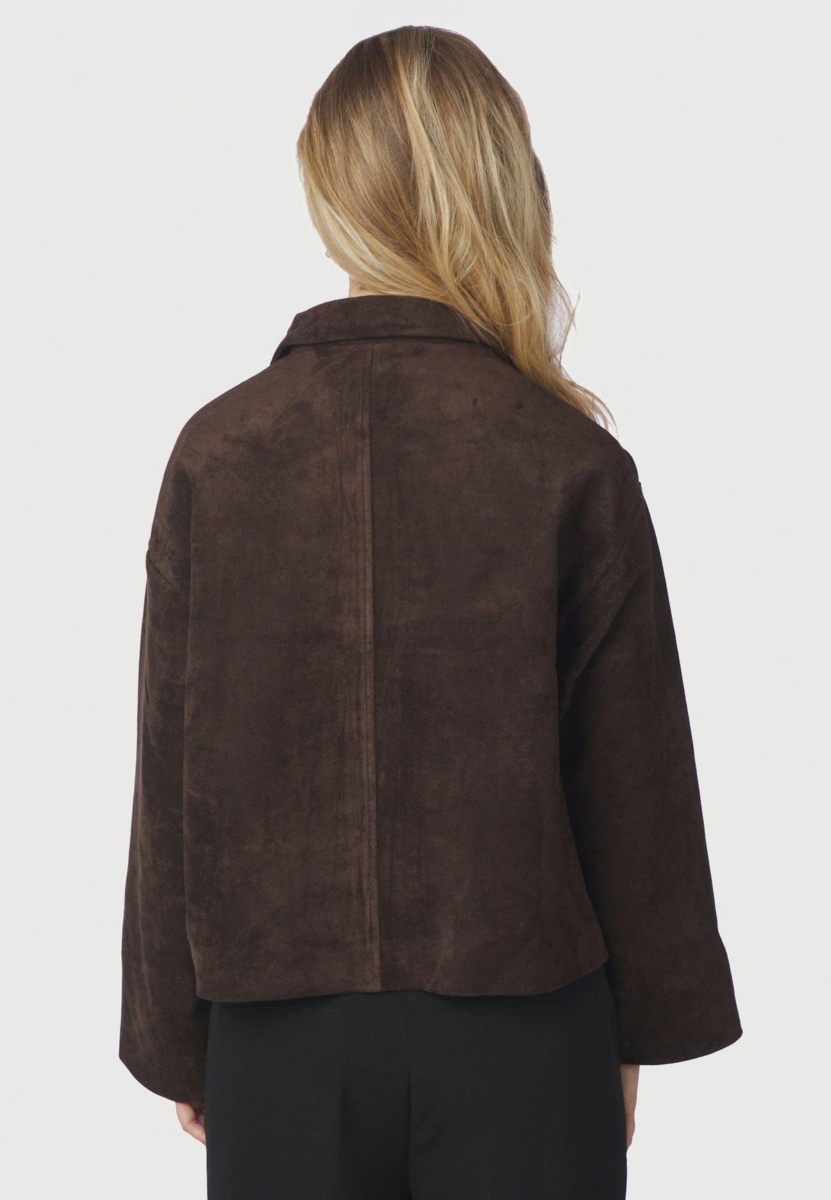164002 Titan Faux Leather Jacket_Dark Brown_Model_2