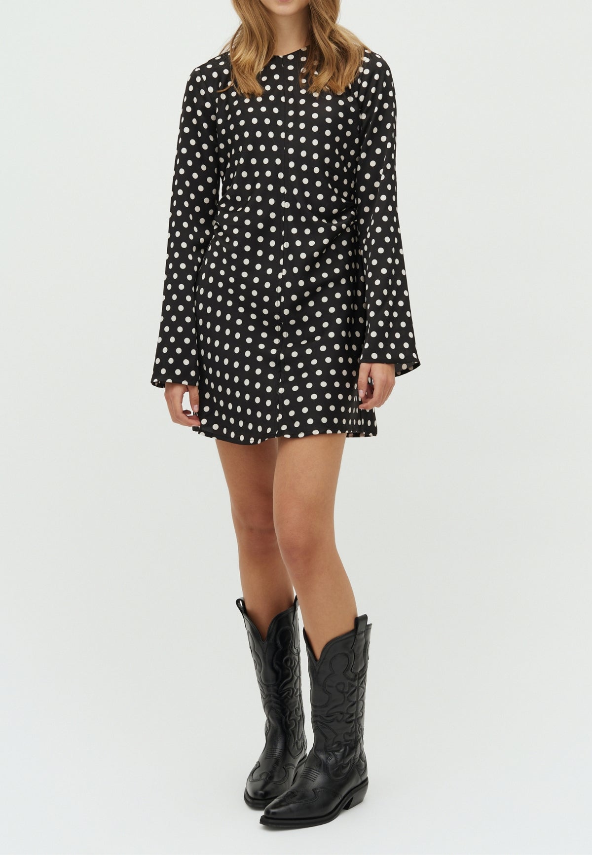 167455 Tumari Dot Dress_Black_Model_0