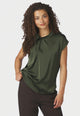 160990 Fleur Drapy Satin Blouse_Army_Model_0