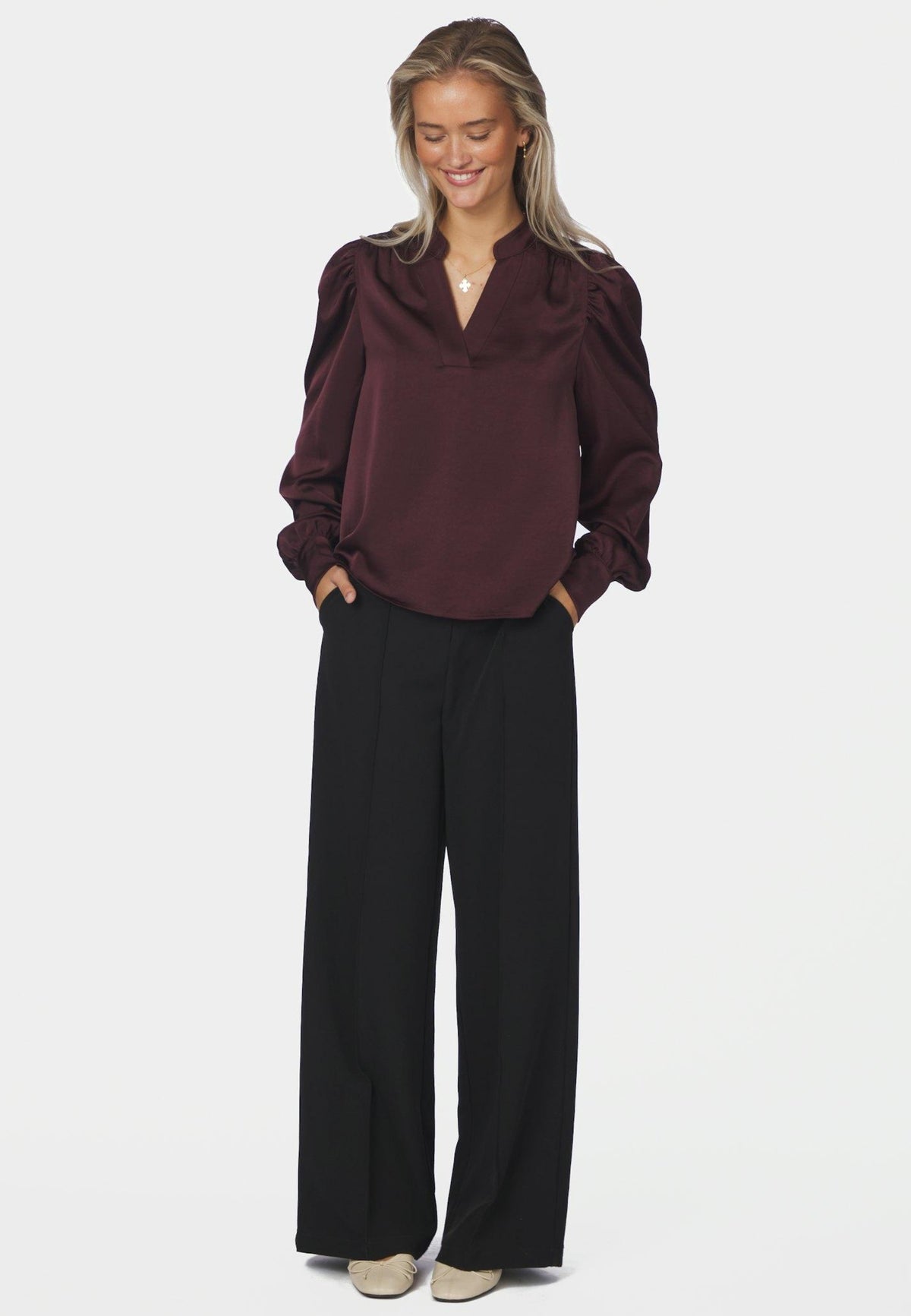 163769 Rosslyn Heavy Sateen Blouse_Burgundy_Model_3