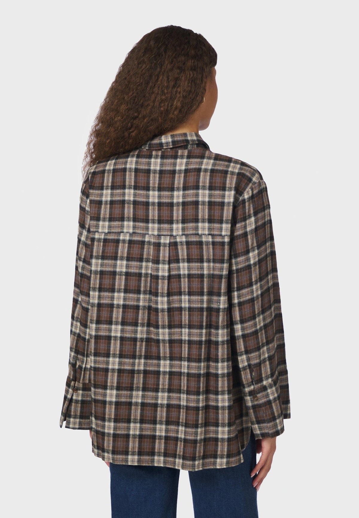 171676 Dita Flannel Check Shirt_Dark Taupe_Model_1