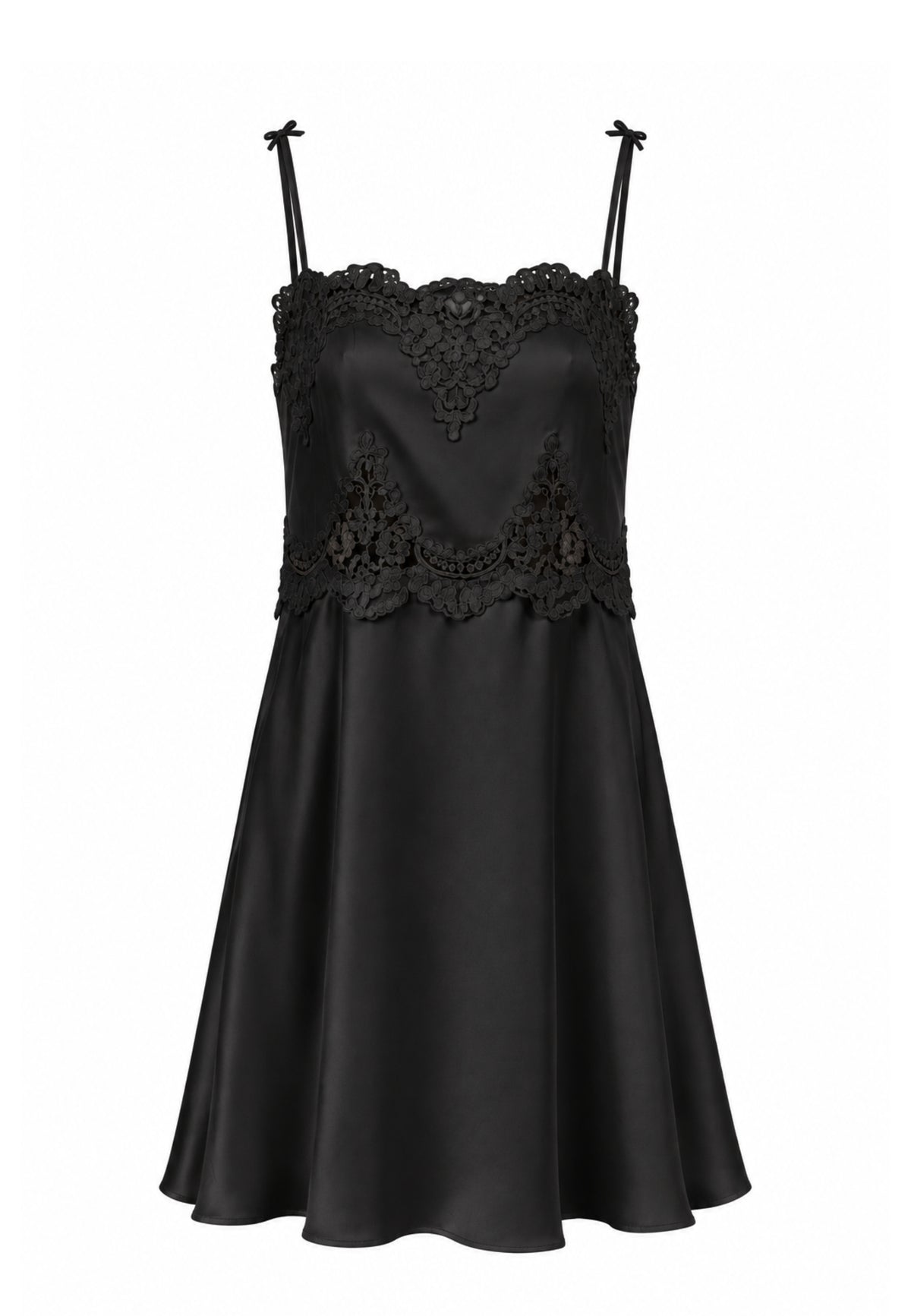 169571 Maela Heavy Sateen Lace Dress_Black_Packshot_0