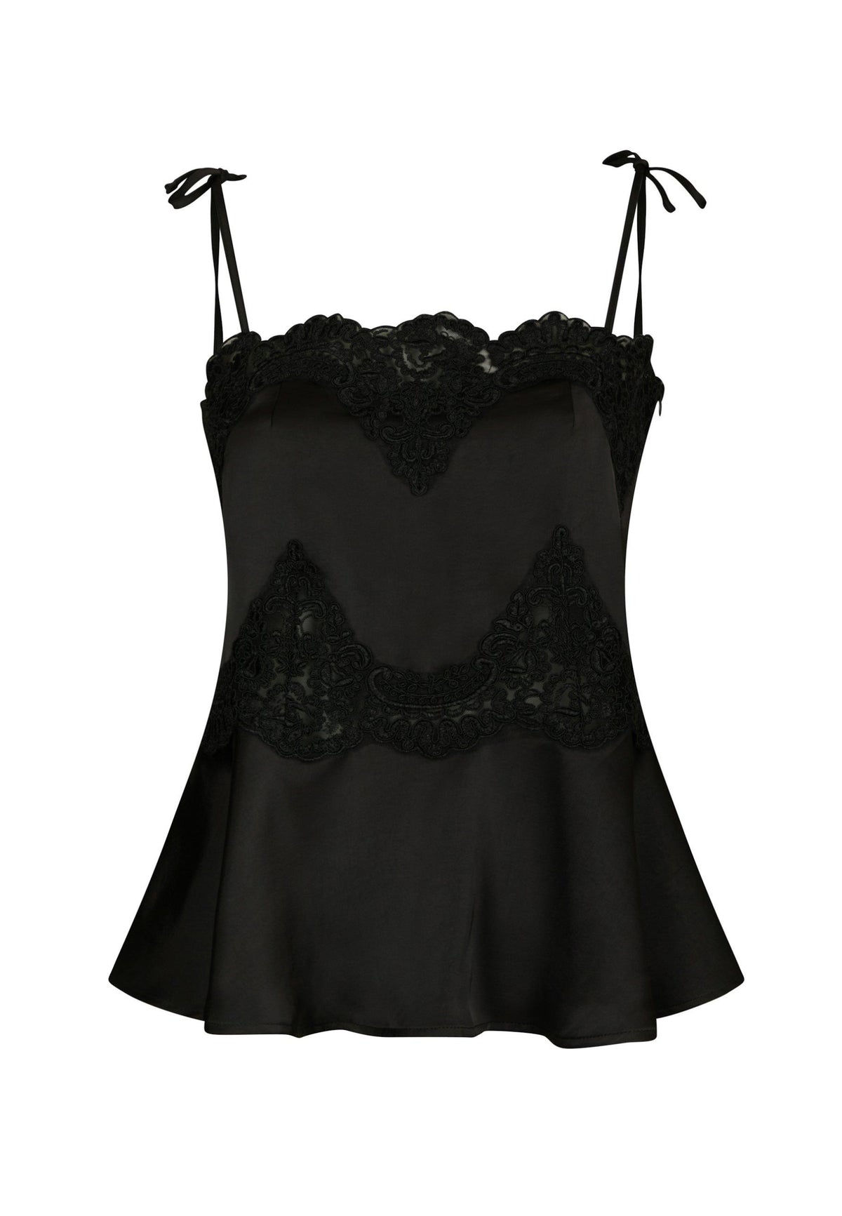 169570 Laela Heavy Sateen Lace Top_Black_Packshot_0