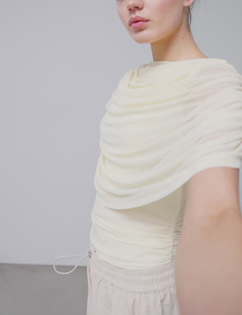 167447 Bottuna Drapy Mesh Top_Butter Yellow_Video_0