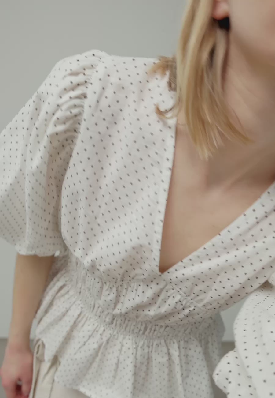169555 Mapura Mini Dot Blouse_White_Video_0